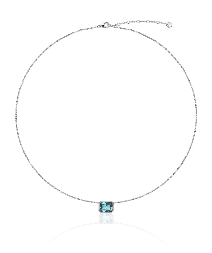 Серебряное колье с синим фианитом
