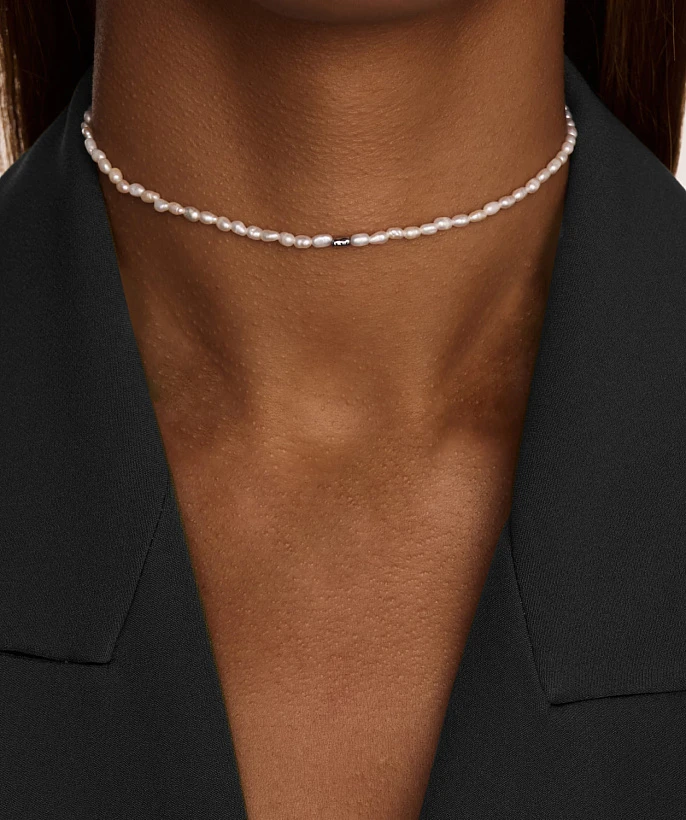 Серебряное колье-чокер с натуральным жемчугом MIESTILO 