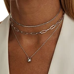 Серебряное колье с подвеской-каплей