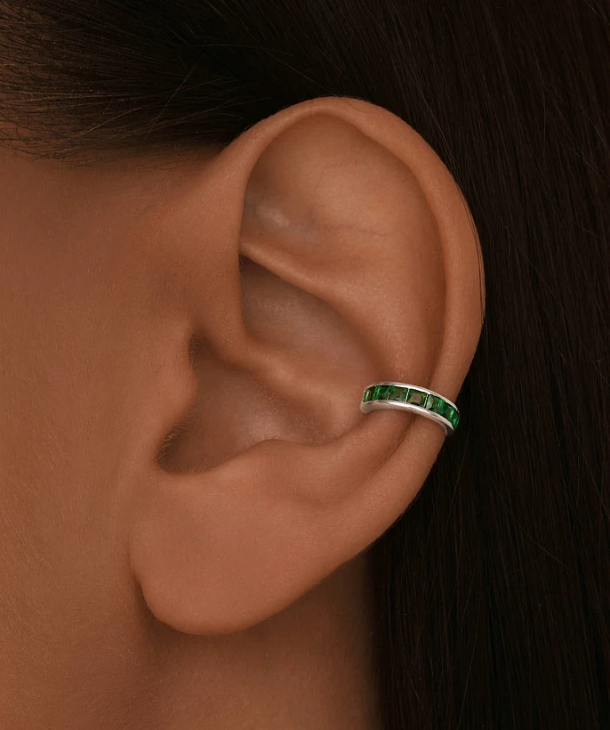 Серебряный кафф с фианитами MIESTILO
