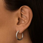 Серебрянные серьги-кольца с камнями MIESTILO