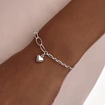 Акцентный серебряный браслет с дутым сердцем и 2 видами цепочки MIESTILO