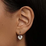Серебряные серьги-конго со съемными подвесками-сердечками с фианитами MIESTILO 