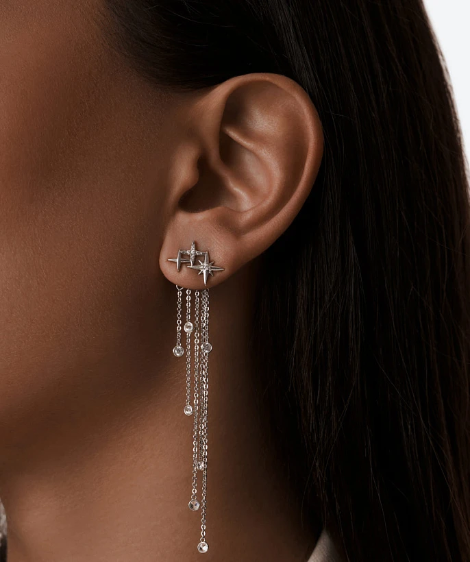 Длинные серьги джекеты с фианитами Галактика