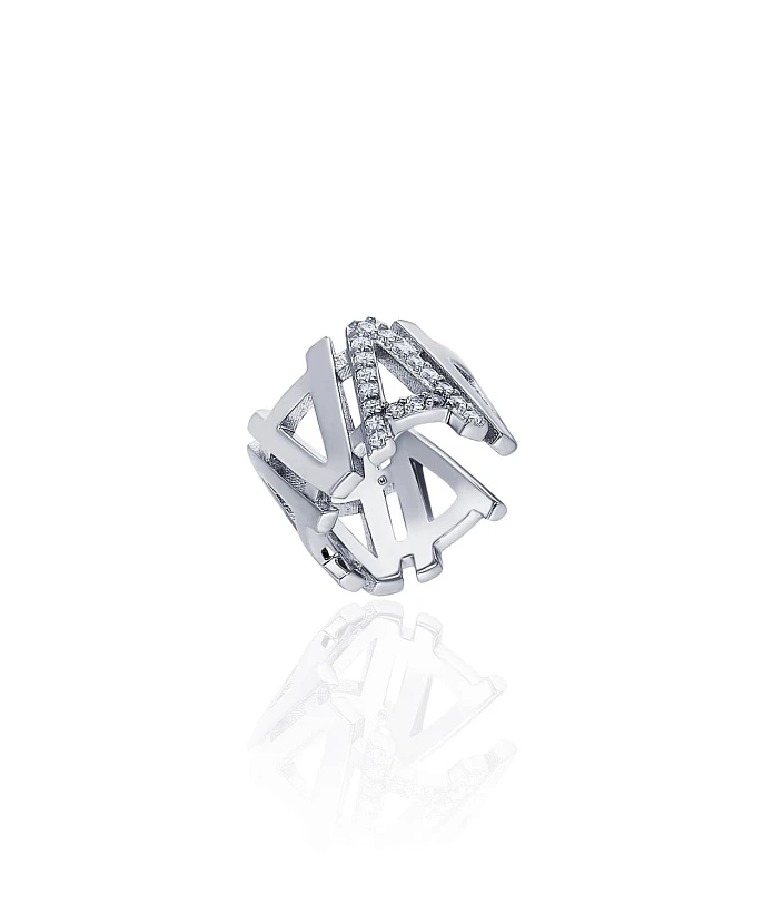 Серебряный кафф с буквой А с фианитами MIESTILO 