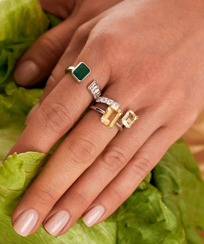 Серебряное кольцо BRIGHTNESS с цитрином Эмеральд