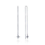 Серебряные серьги-цепочки со звездой и фианитами Isida