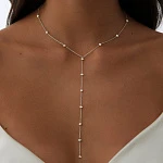 Серебряное колье-галстук с натуральным жемчугом