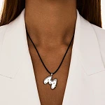 Колье LOVE LETTER на шнурке с подвеской "M" из серебра