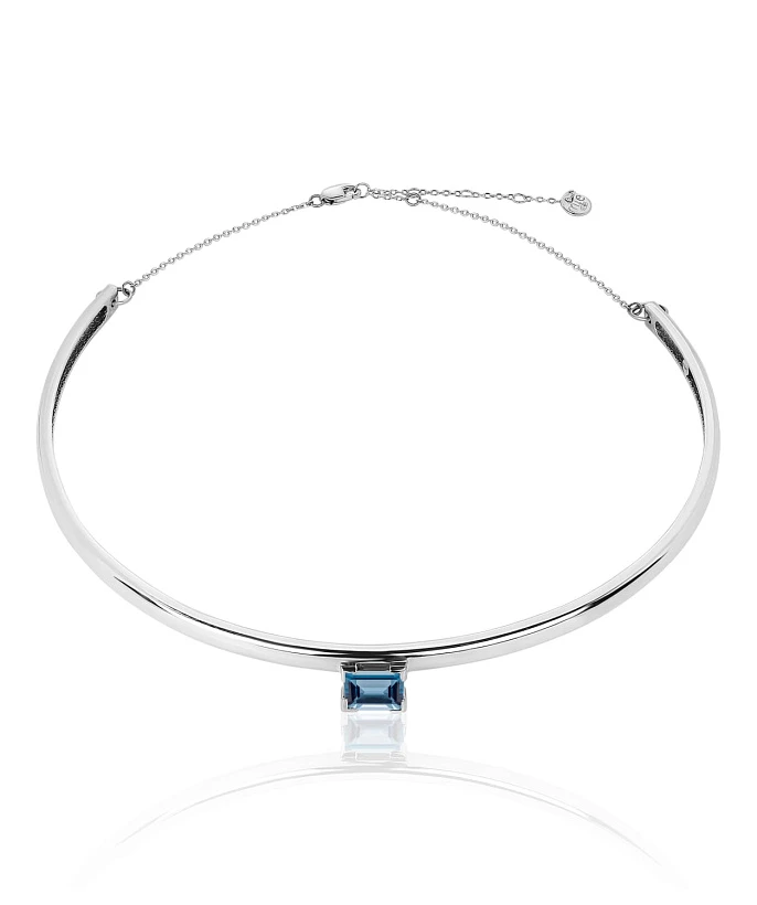 Серебряное жесткое колье PURITY с London топазом
