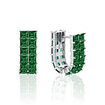 Серебряные двойные серьги с зелеными камнями