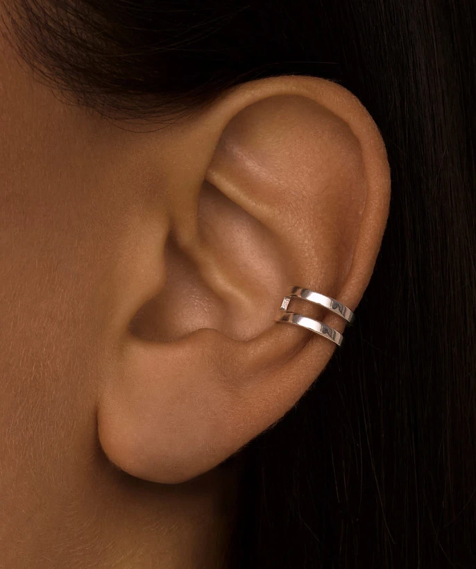 Двойной серебряный кафф без вставок