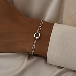 Серебряный браслет с якорной цепью и акцентным карабином MIESTILO