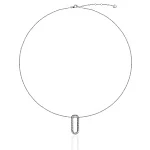 Колье из серебра с фактурным овалом и фианитами