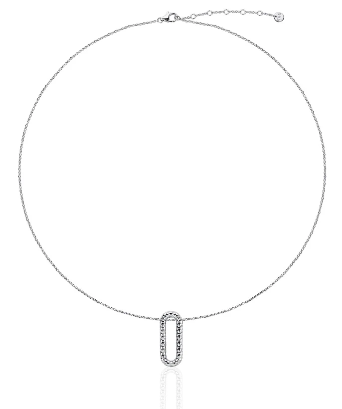 Колье из серебра с фактурным овалом и фианитами