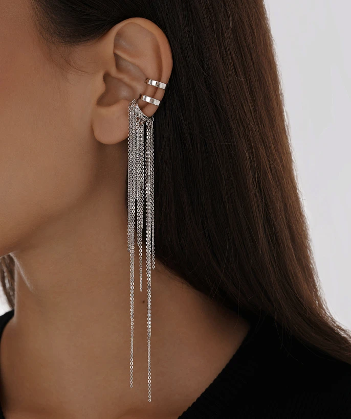 Двойной серебряный кафф без вставок