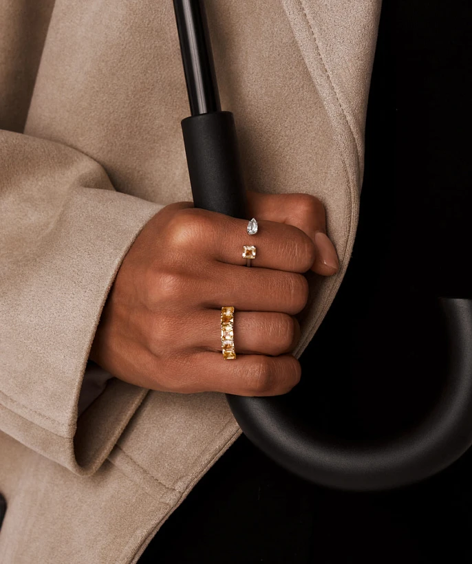 Серебряное кольцо BRIGHTNESS с цитрином Ашер и фианитом