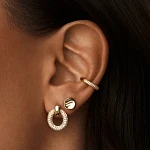 Серебряные серьги-пусеты с фианитами в покрытии желтое золото