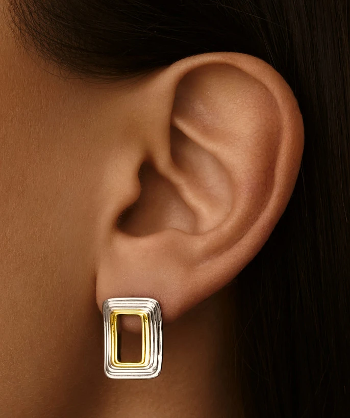 Серьги из серебра биколор MIESTILO