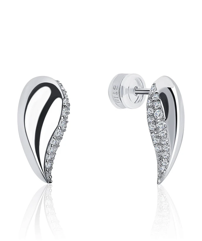 Серебряные серьги-капли с фианитами