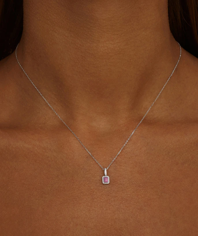 Серебряное колье с розовым турмалином