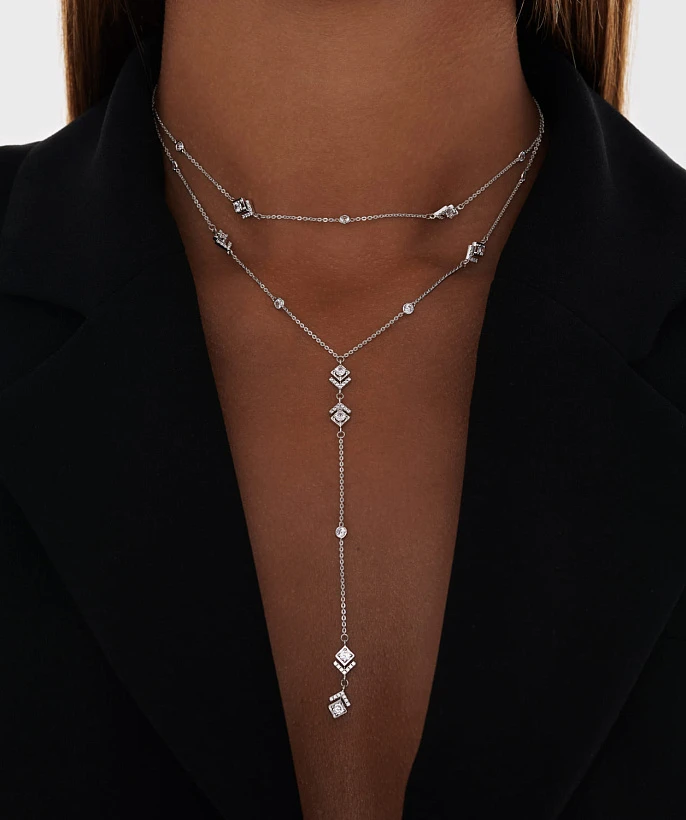 Колье галстук с фианитами MIESTILO