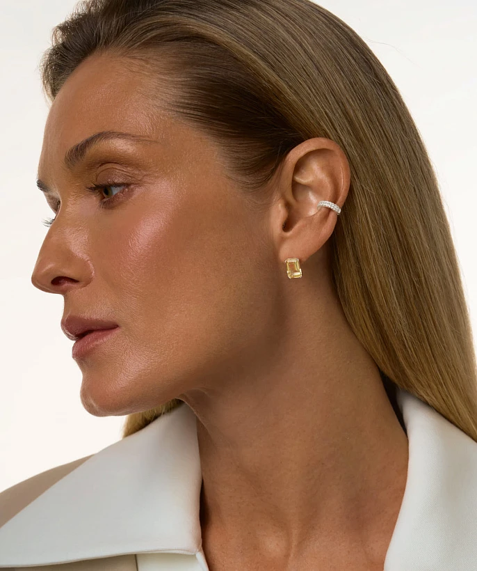 Серебряные серьги ЭЙФОРИЯ с цитрином Эмеральд