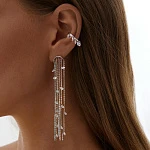 Длинные серебряные серьги с цепями и фианитами "Невесомость"