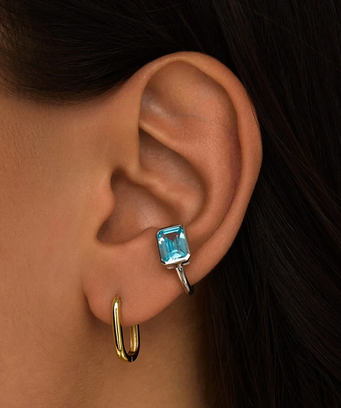 Овальные классические серьги-конго из серебра с позолотой MIESTILO 