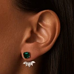 Серебряные серьги-трансформеры ESSENCE с выращенным изумрудом