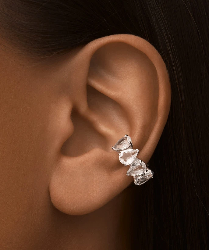 Серебряный кафф ЭРОС с горным хрусталем