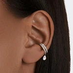 Кафф из серебра с фианитами с каплей