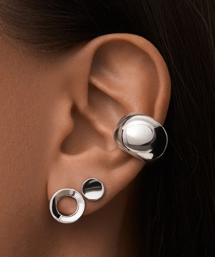 Широкий объемный кафф из серебра