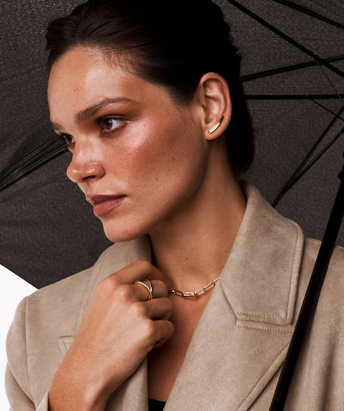 Серебряные серьги-клаймберы биколор