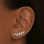 Серебряные серьги клаймберы веточки с фианитами MIESTILO 