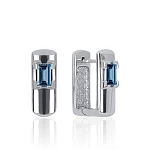 Серебряные прямоугольные серьги PURITY с London топазом