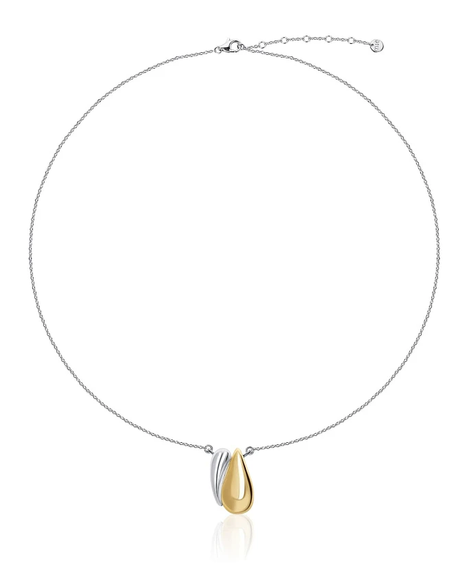 Серебряное колье с подвеской Капли биколор