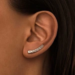 Серебряные серьги-клаймберы с фианитами Baguette