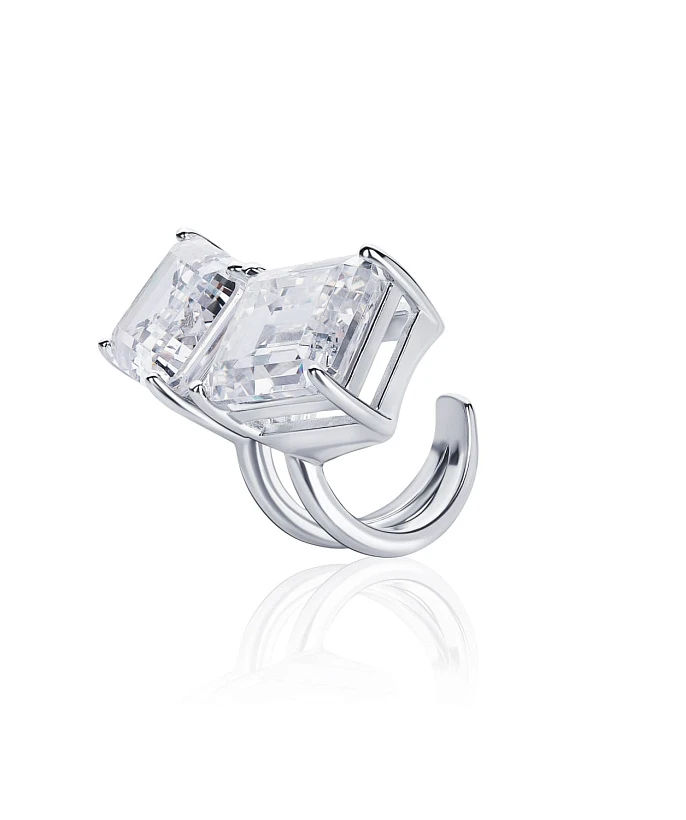 Серебряный крупный кафф A LA RUSSE с фианитами