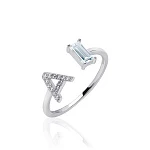 Серебряное кольцо регулируемое с буквой А MIESTILO