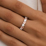 Серебряное кольцо ЛЮБОВЬ с белыми и розовыми сердцами