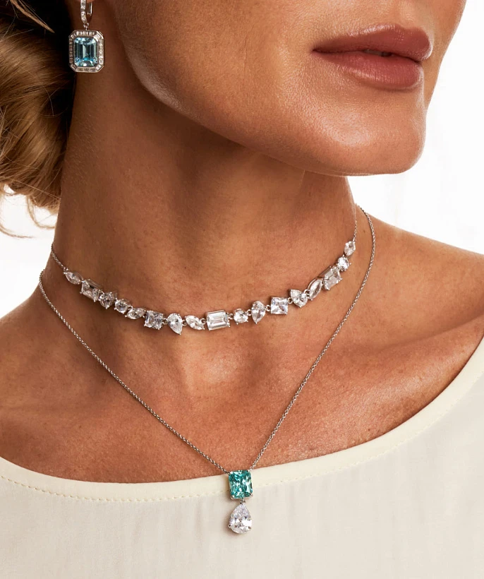 Серебряное колье-чокер A LA RUSSE с фианитами