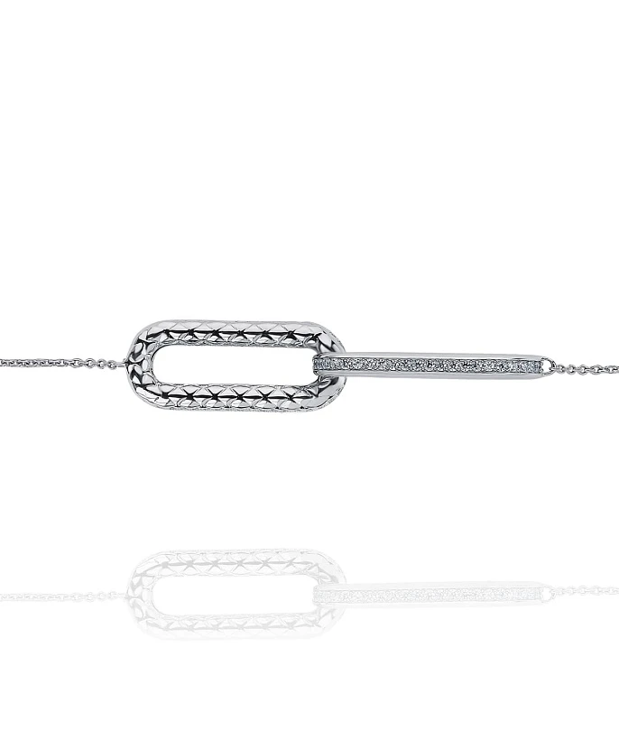 Колье из серебра с пересекающимися овалами и фианитами