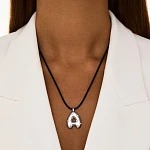 Колье LOVE LETTER на шнурке с подвеской "A" из серебра
