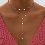 Длинное колье-галстук из серебра с фианитами MIESTILO 