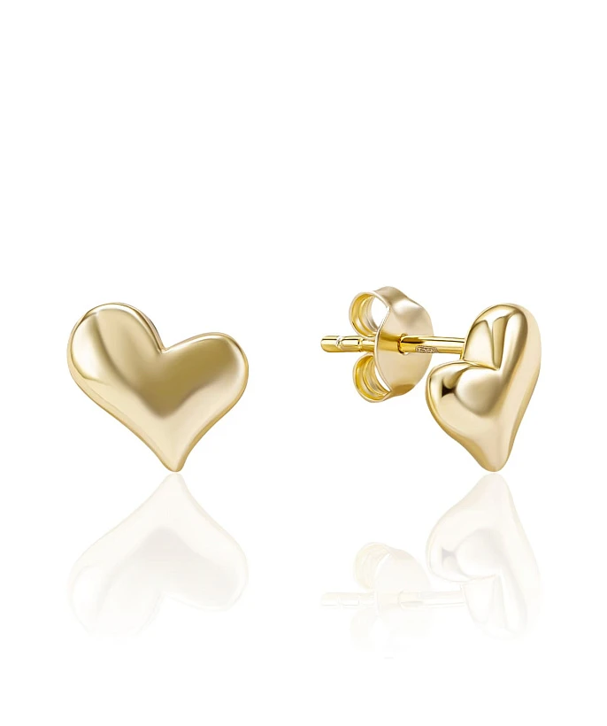 Серебряные пусеты в форме миниатюрных сердечек с покрытием позолота MIESTILO 