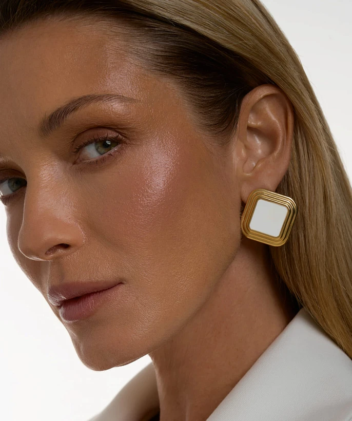 Серьги ВИНТАЖ с белой эмалью