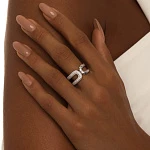 Серебряное кольцо из двух овалов с фианитами