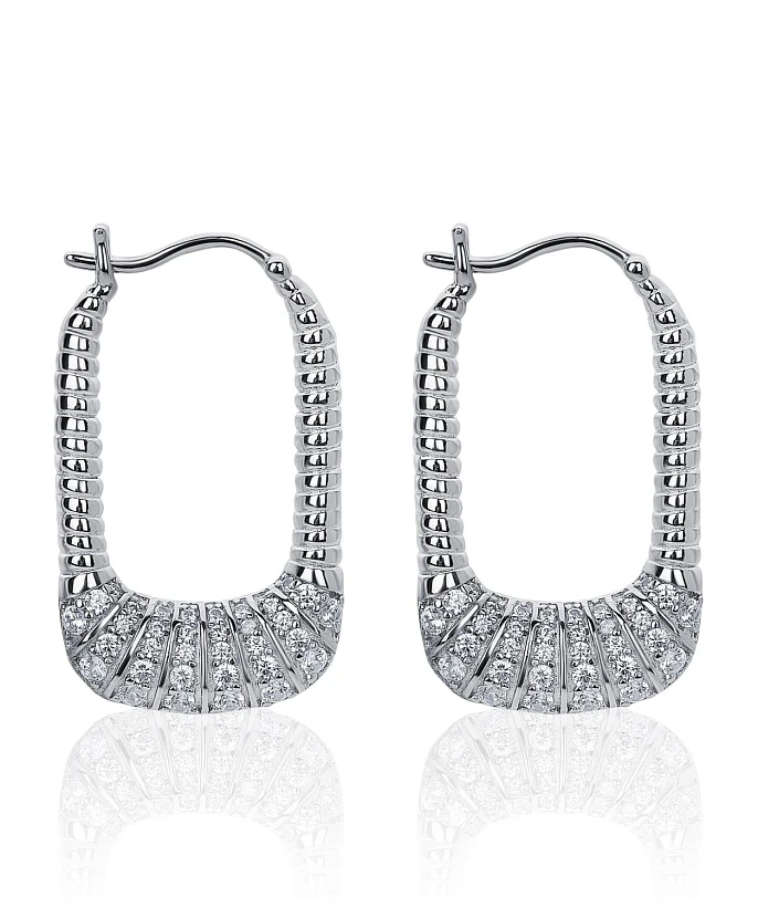 Серебряные витые серьги с фианитами