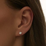 Серебряные серьги гвоздики с фианитом MIESTILO